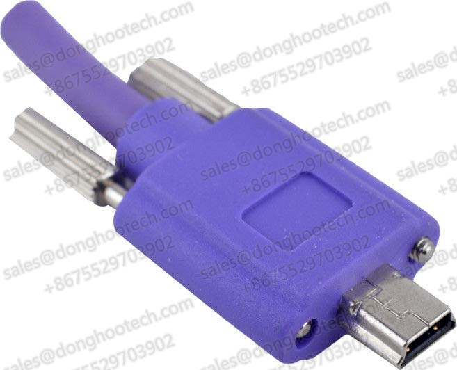 High Flex USB 2.0 Cable A Plug to Mini B Plug with Thumbscrew Lock For